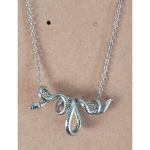 Snake Slider Pendant Necklace Silvertone Adjustable Chain New